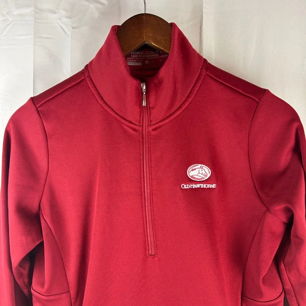 Nike Golf Pullover‎ Womens M Red Therma-FIT Quarter Zip Old Hawthorne 483707-651